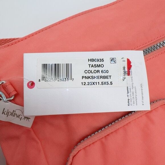Kipling Tasmo Crossbody Shoulder Bag With Furry Monkey Pink Sherbert Lightweight - Picture 11 of 11